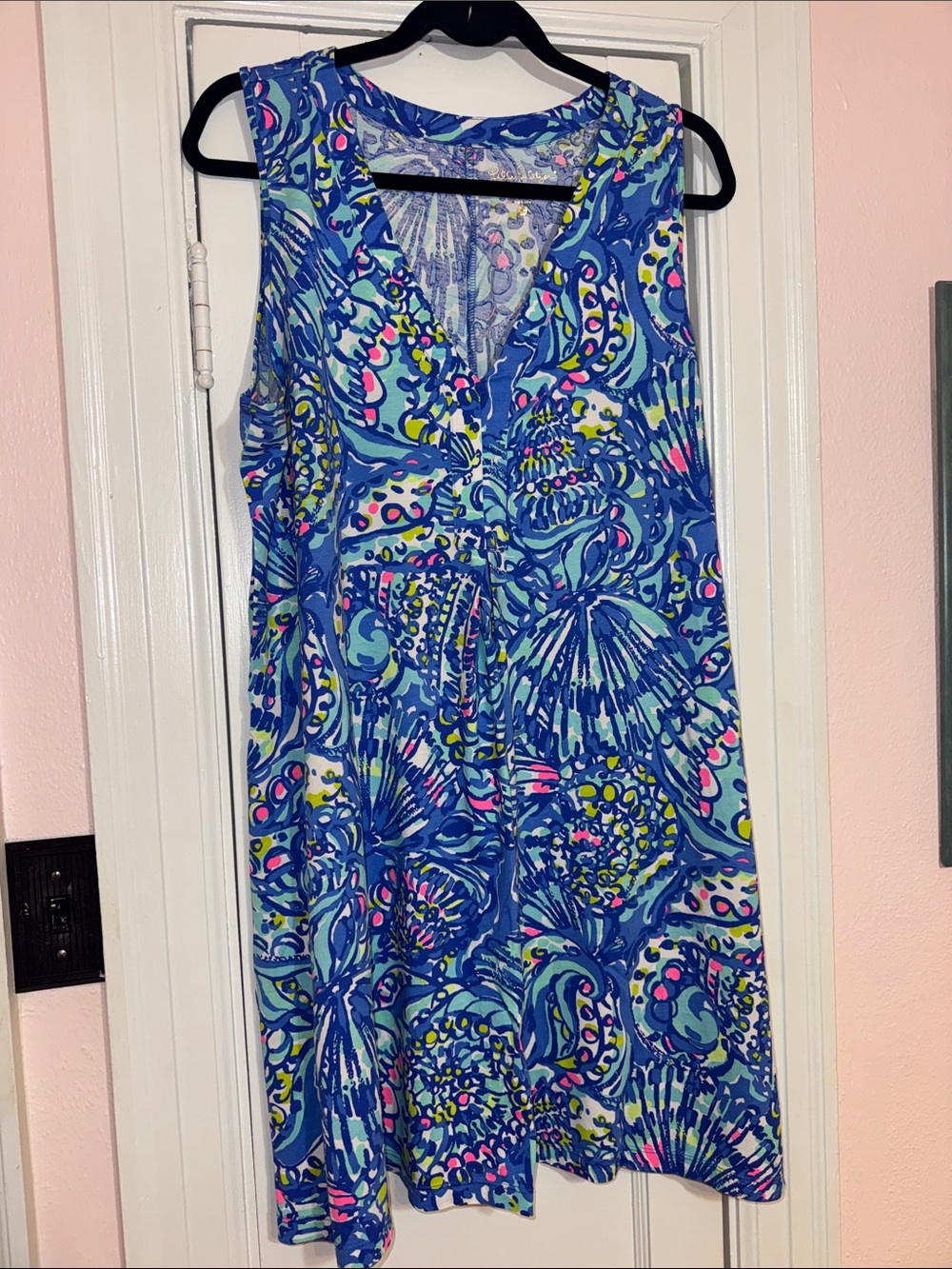 Lilly Pulitzer V-Neck Women's Dress- Blue Ceviche